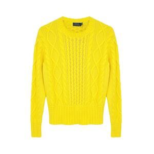 POLO RALPH LAUREN Cable-Knit Cotton Jumper in Yellow XS